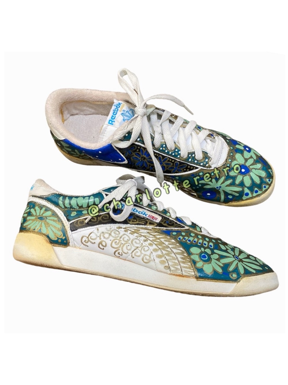 1980s vtg Custom Painted Soft Leather Reebok Classics